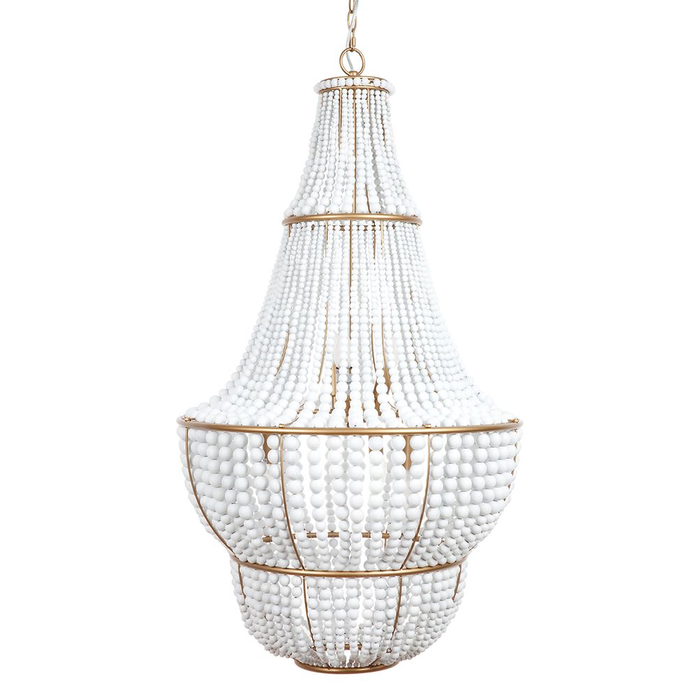 Lustre Beaded Chandelier - Gold/White