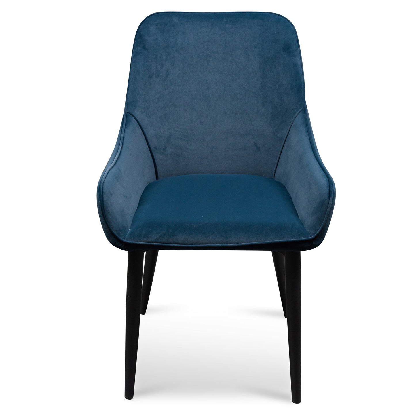 Navy Blue Velvet Dining Chair with Black Legs (Set of 2)