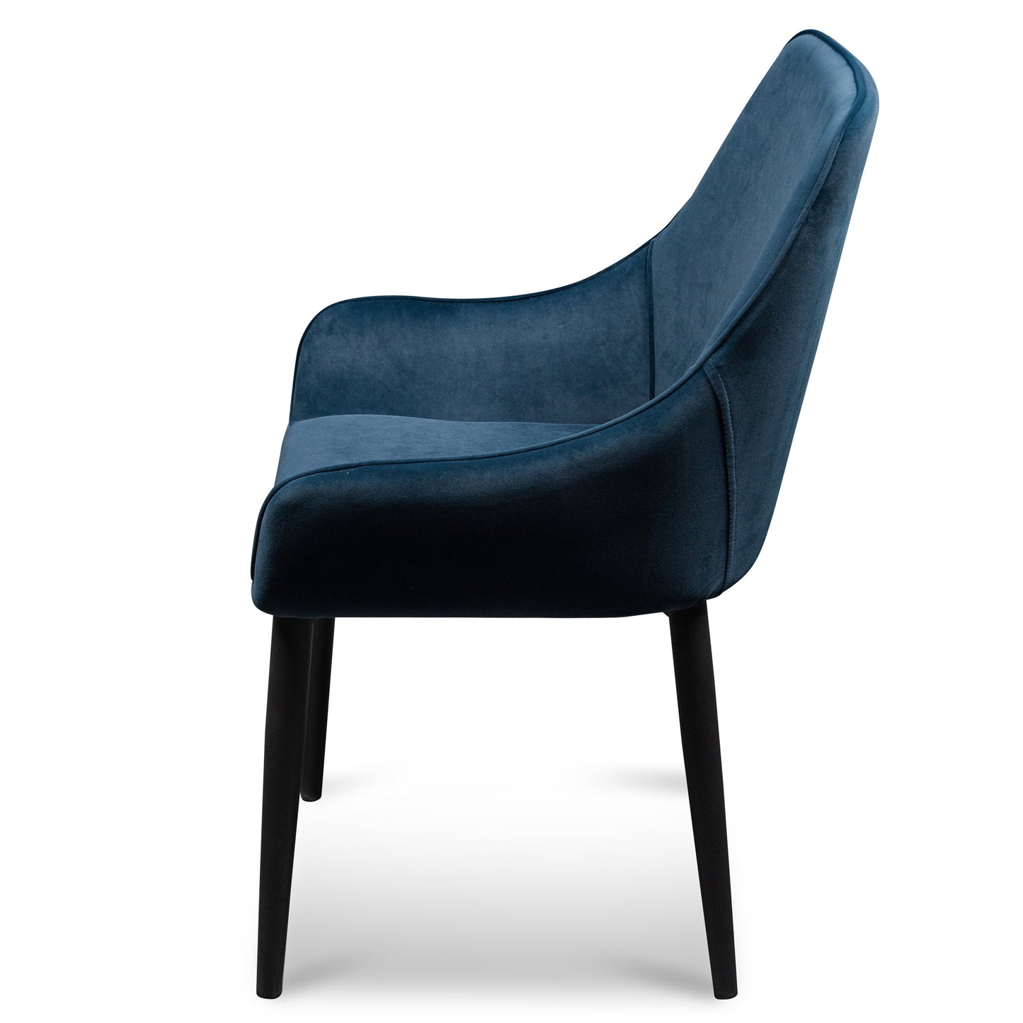 Navy Blue Velvet Dining Chair with Black Legs (Set of 2)