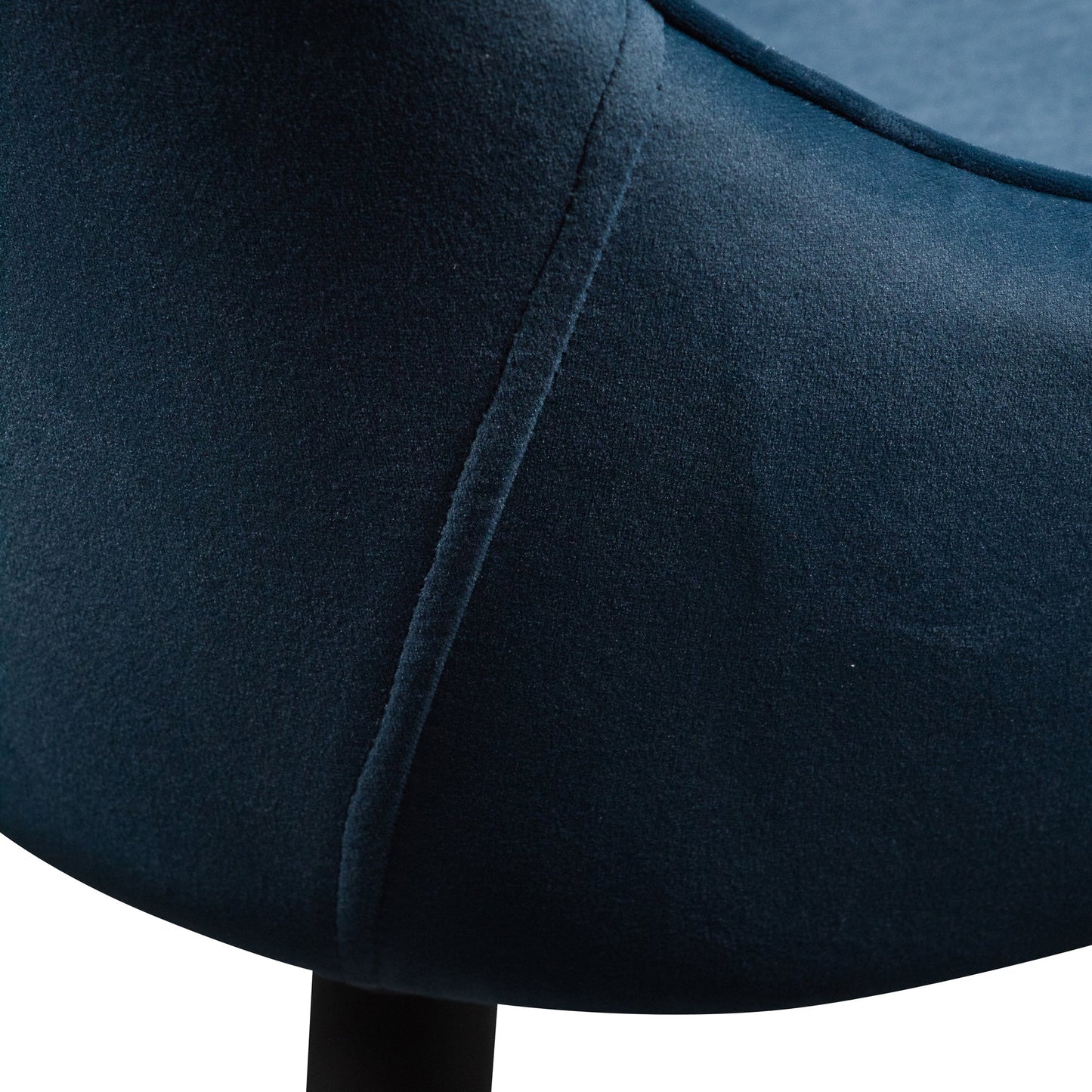 Navy Blue Velvet Dining Chair with Black Legs (Set of 2)