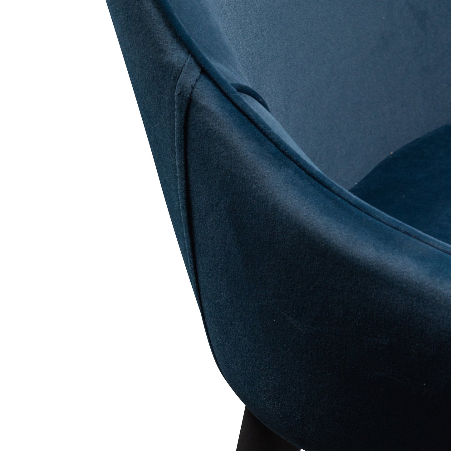 Navy Blue Velvet Dining Chair with Black Legs (Set of 2)