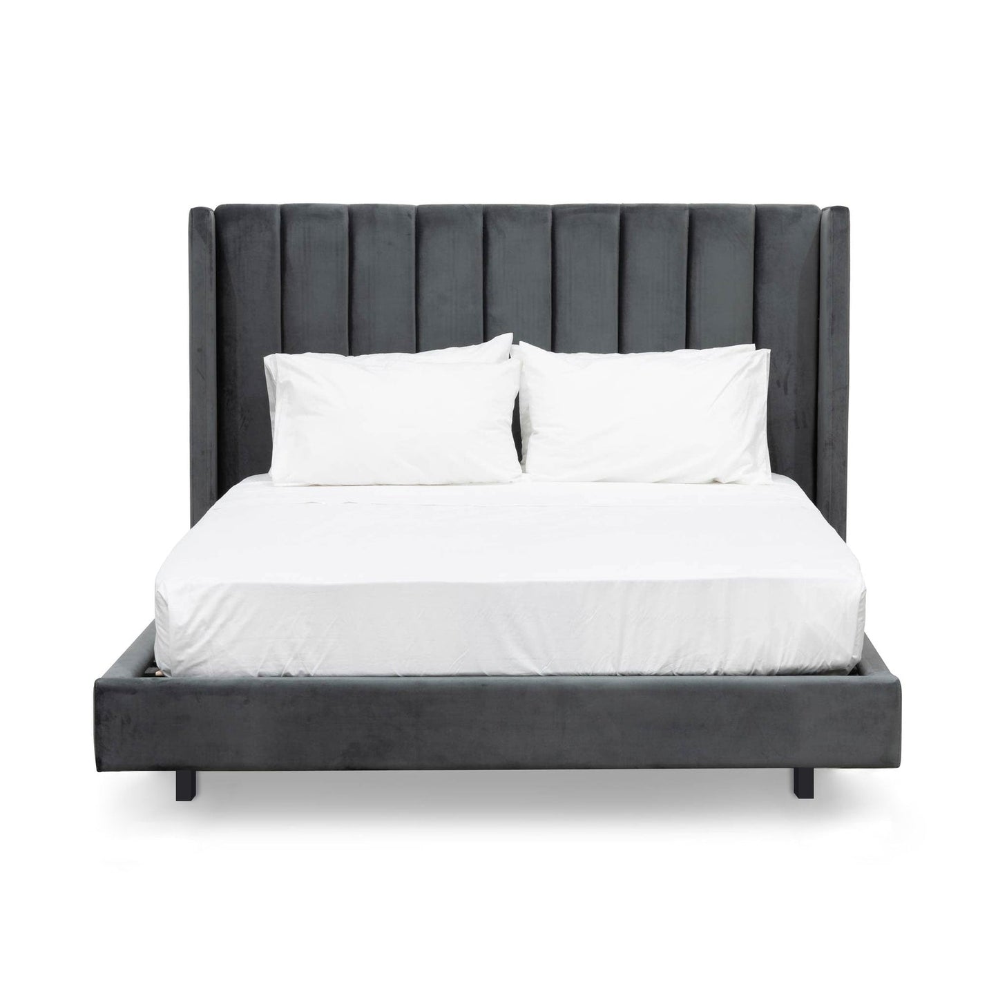 King Bed Frame - Charcoal Velvet