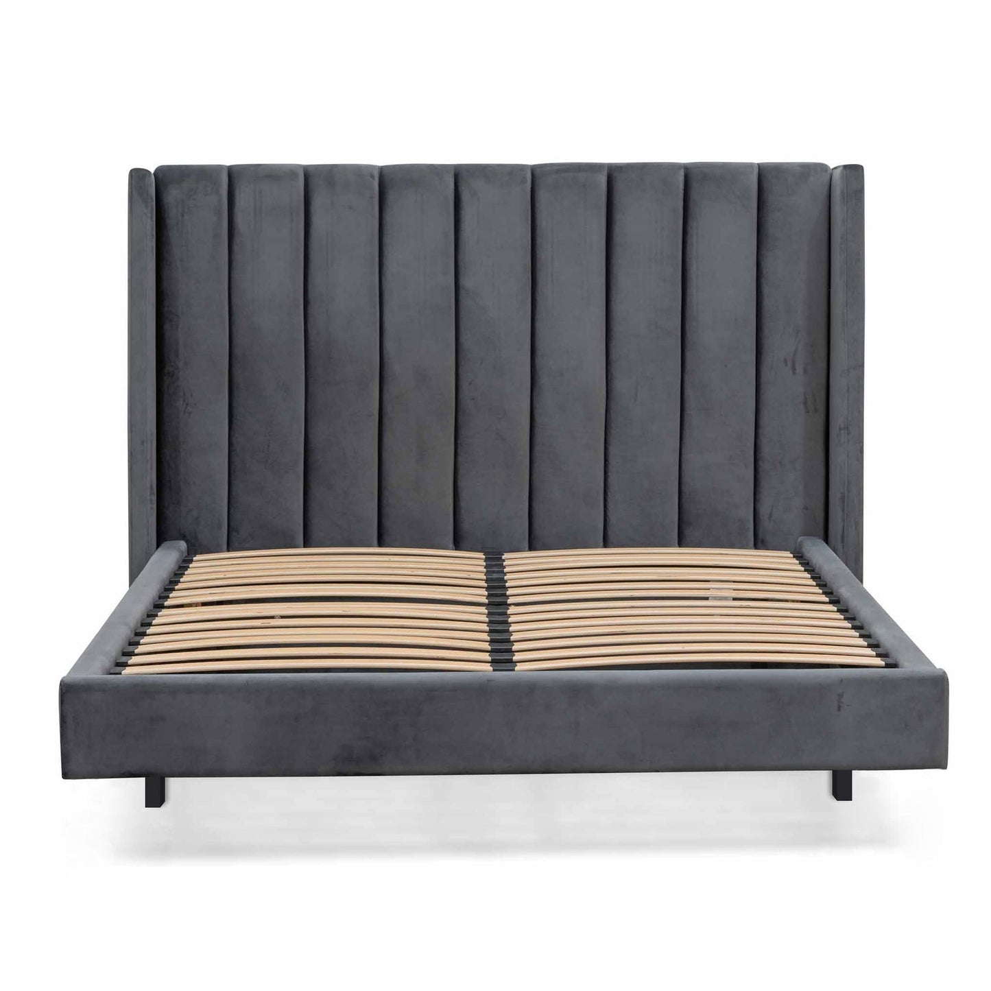 King Bed Frame - Charcoal Velvet