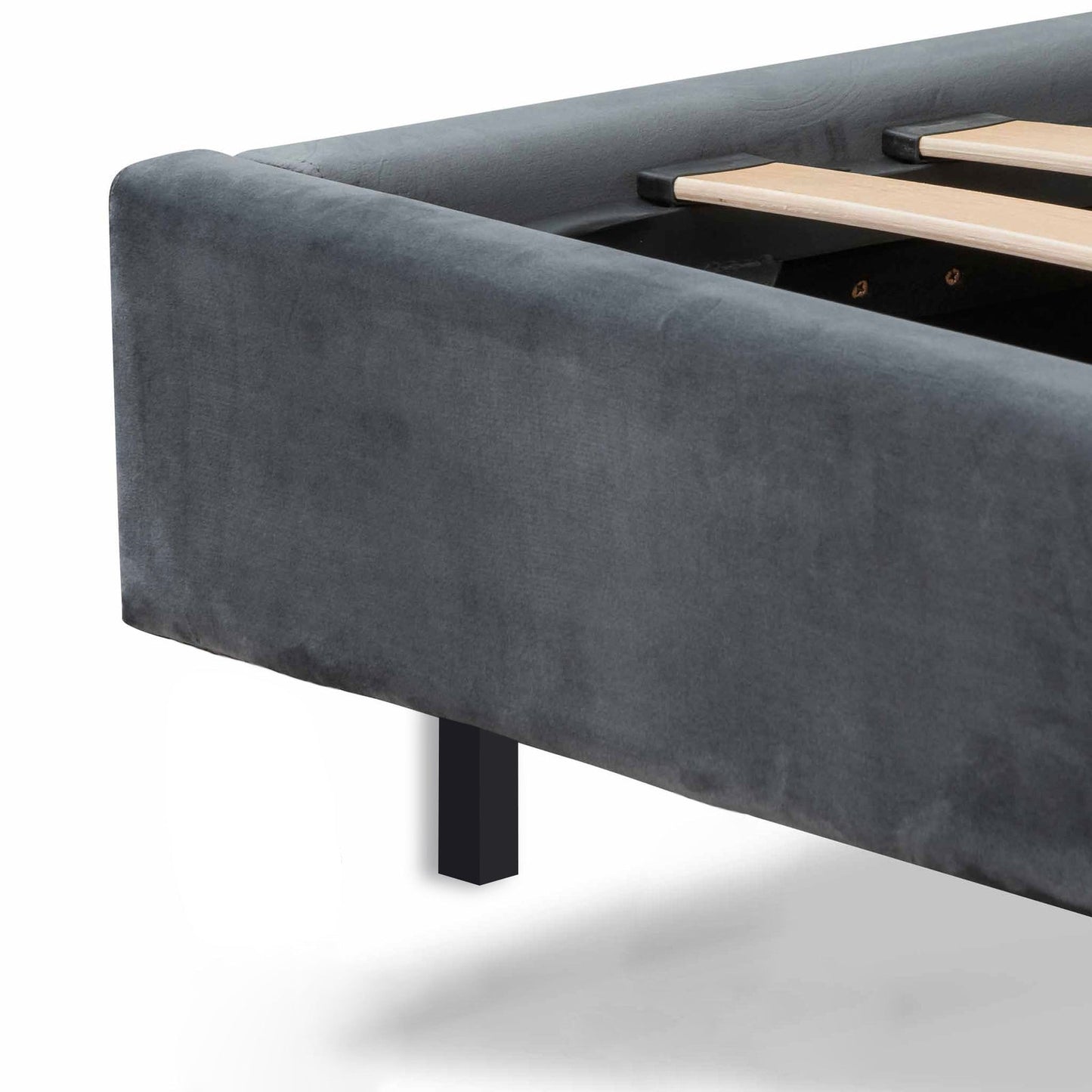 King Bed Frame - Charcoal Velvet