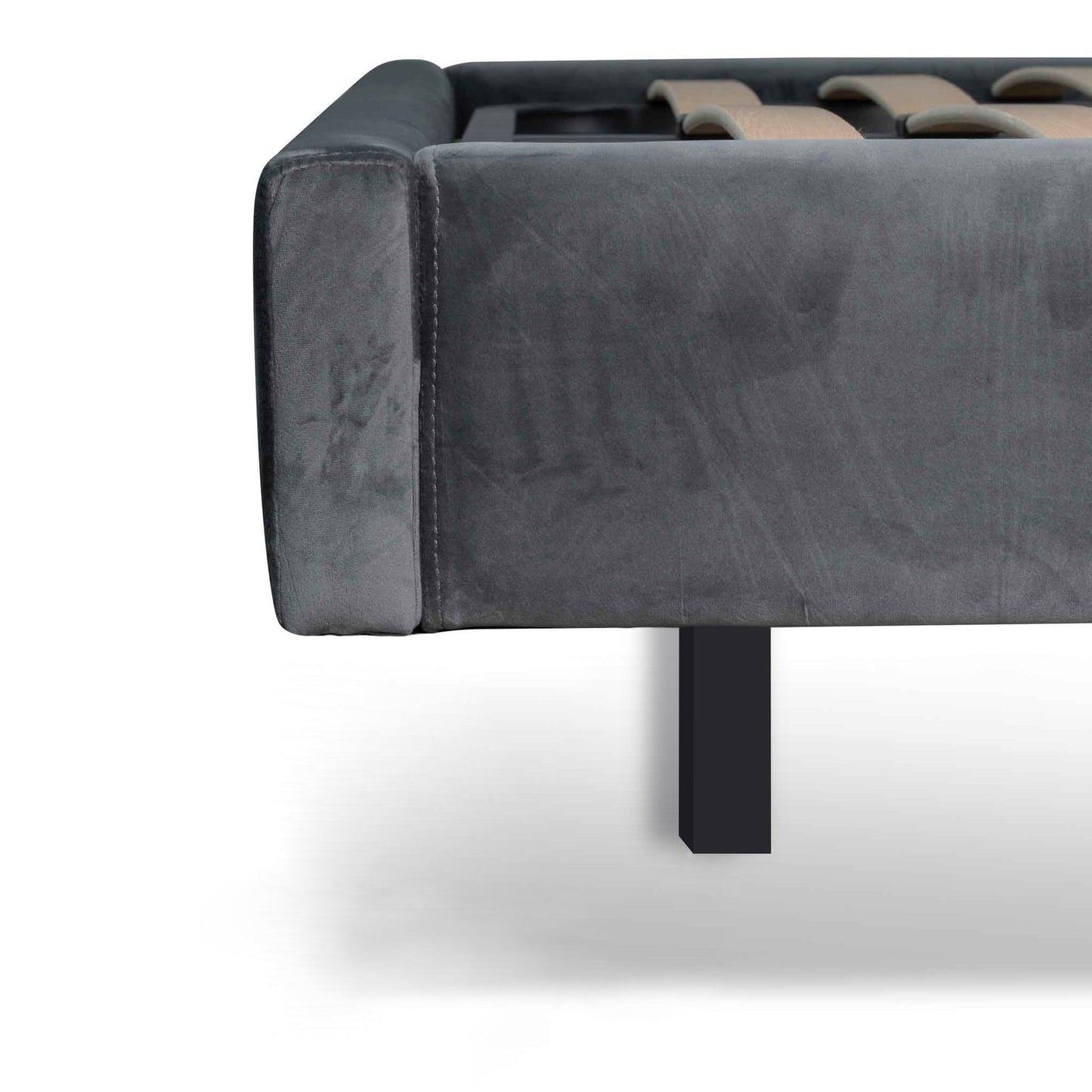 King Bed Frame - Charcoal Velvet