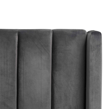 King Bed Frame - Charcoal Velvet