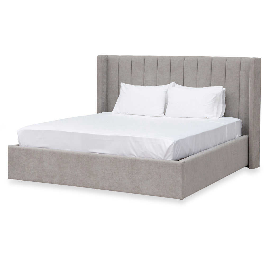 Wide Base Queen Sized Bed Frame - Oyster Beige