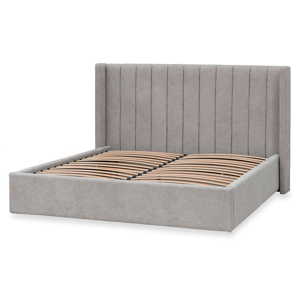 Wide Base Queen Sized Bed Frame - Oyster Beige