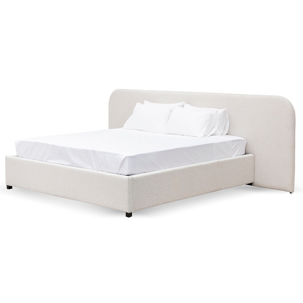 King Sized Bed Frame - Snow Boucle