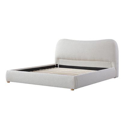 King Bed Frame - Cream White Boucle