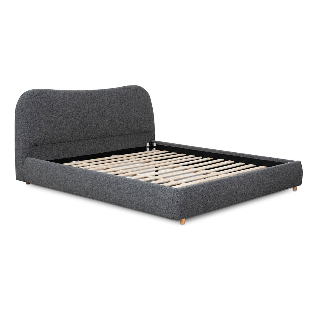 King Bed Frame - Charcoal Boucle