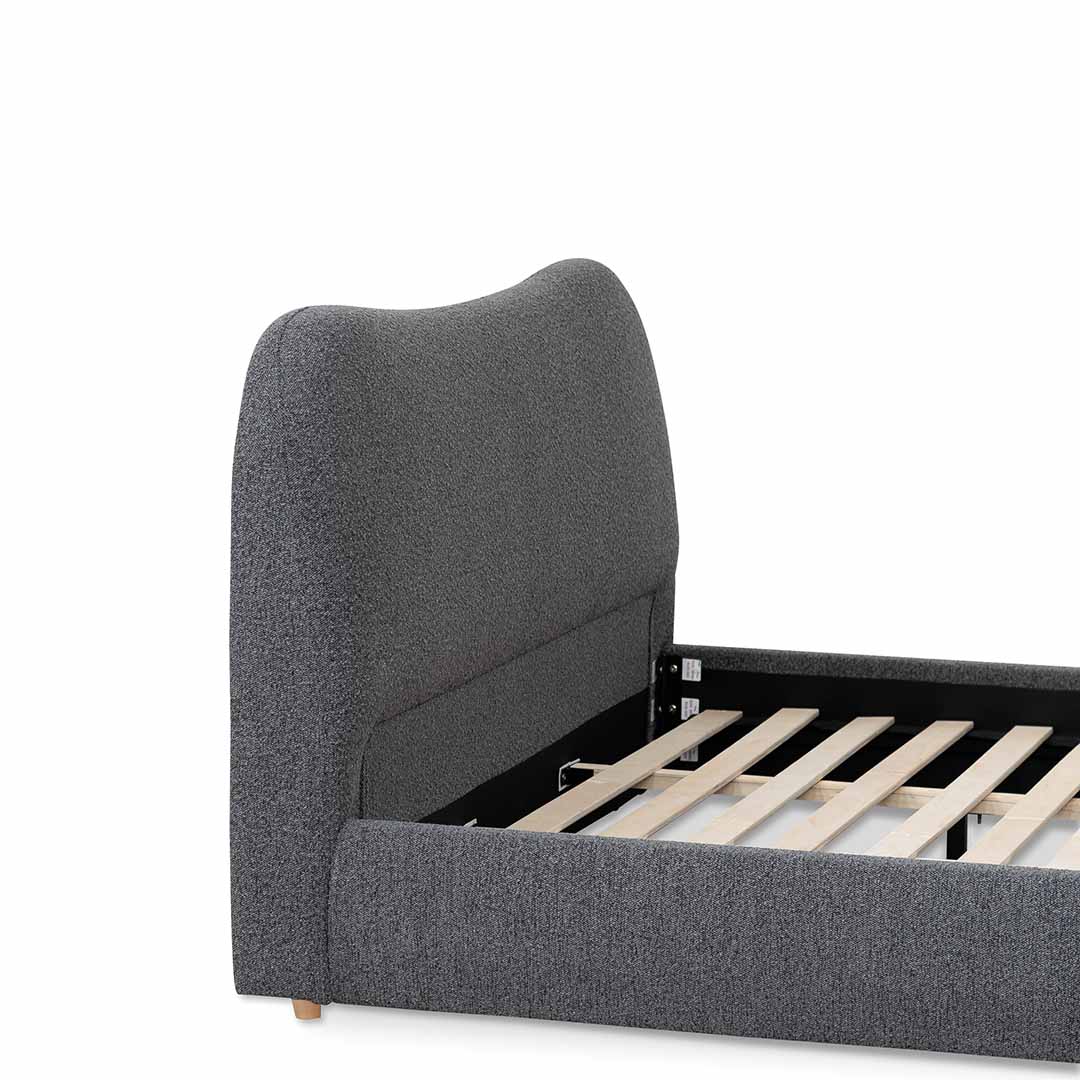 King Bed Frame - Charcoal Boucle