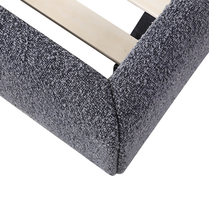 King Bed Frame - Charcoal Pepper Boucle