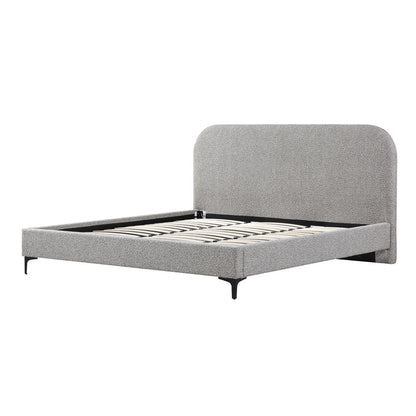 King Bed Frame - Olive Brown Boucle