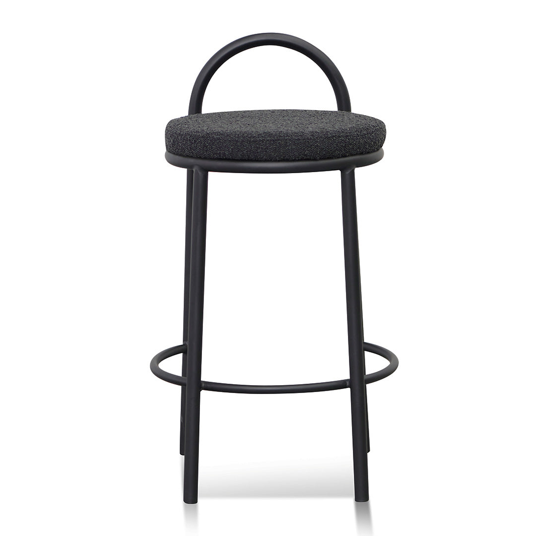 Black Boucle Bar Stool - Set of 2 (63cm)