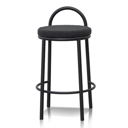 Black Boucle Bar Stool - Set of 2 (63cm)