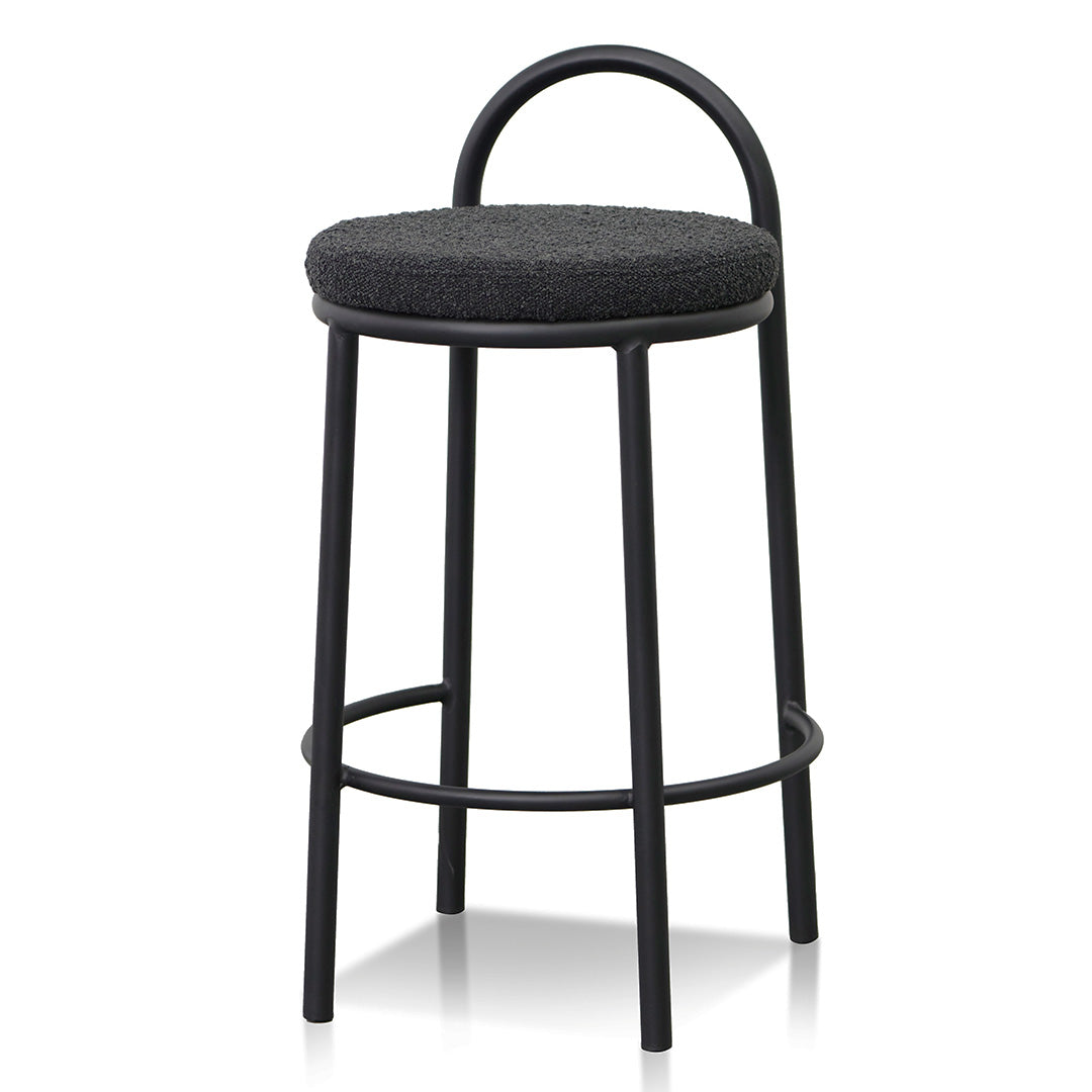 Black Boucle Bar Stool - Set of 2 (63cm)