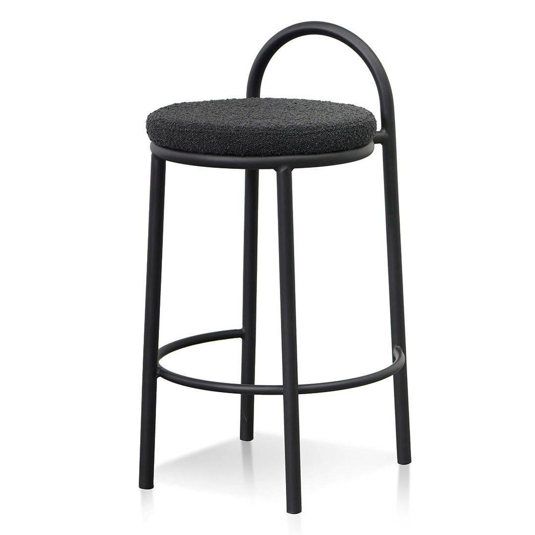 Black Boucle Bar Stool - Set of 2 (63cm)