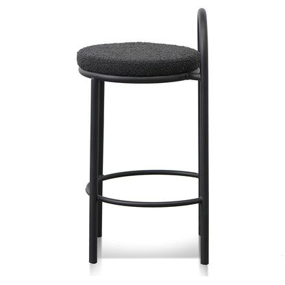 Black Boucle Bar Stool - Set of 2 (63cm)