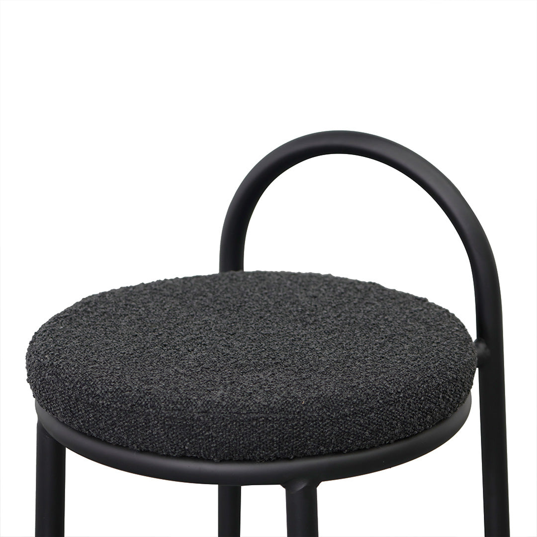 Black Boucle Bar Stool - Set of 2 (63cm)