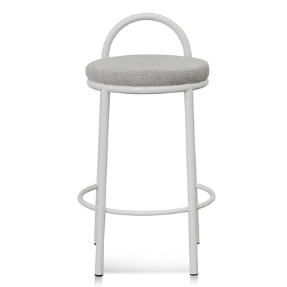 White Frame Bar Stool - Coastal Light Grey - Set of 2 (63cm)