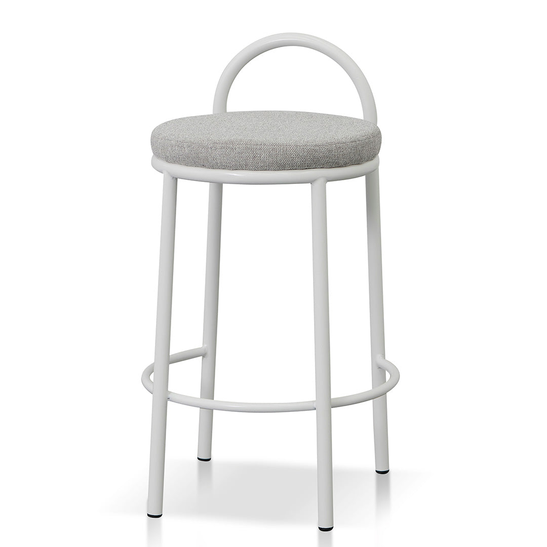 White Frame Bar Stool - Coastal Light Grey - Set of 2 (63cm)