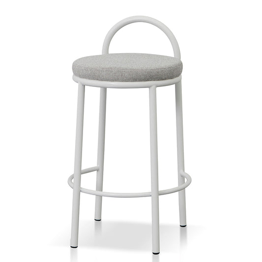 White Frame Bar Stool - Coastal Light Grey - Set of 2 (63cm)