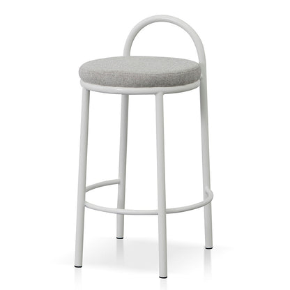 White Frame Bar Stool - Coastal Light Grey - Set of 2 (63cm)