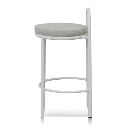 White Frame Bar Stool - Coastal Light Grey - Set of 2 (63cm)