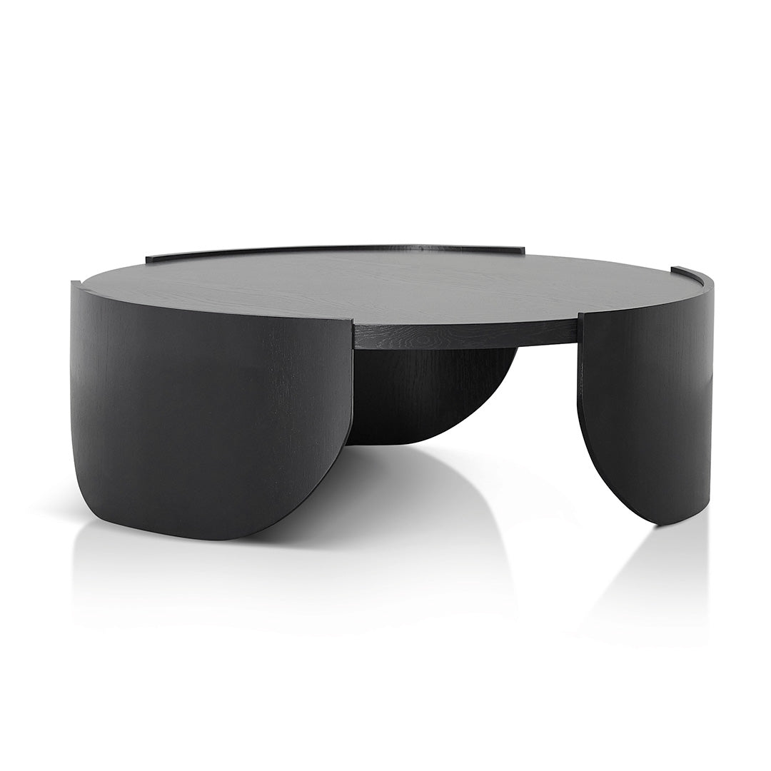 Black Round Coffee Table - 1.1m