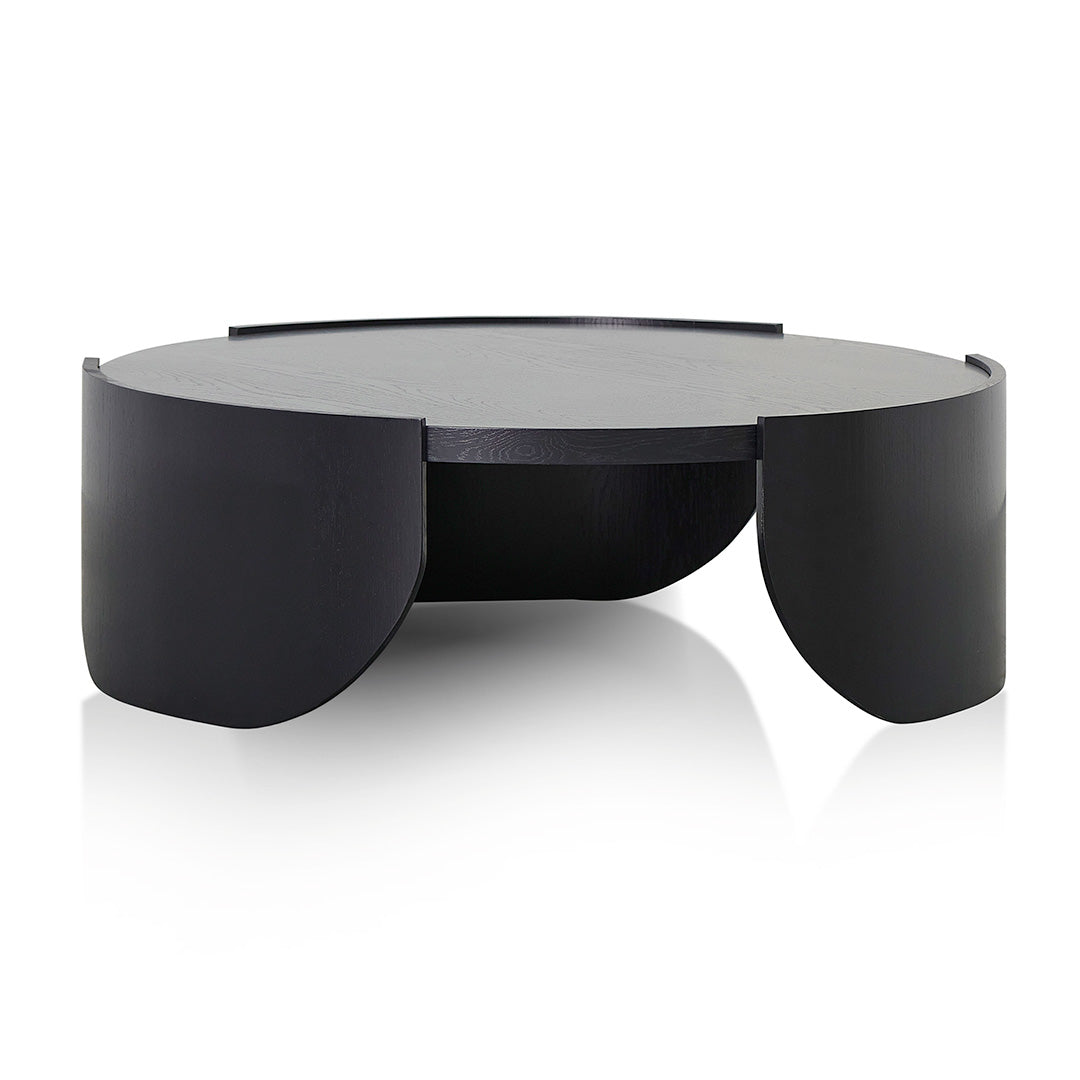 Black Round Coffee Table - 1.1m