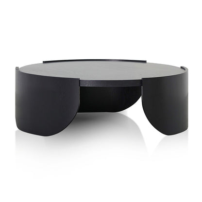 Black Round Coffee Table - 1.1m