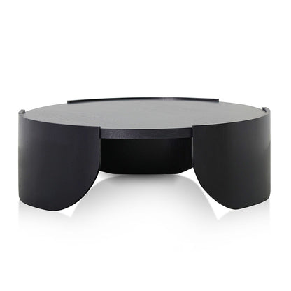 Black Round Coffee Table - 1.1m