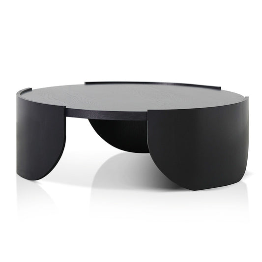 Black Round Coffee Table - 1.1m