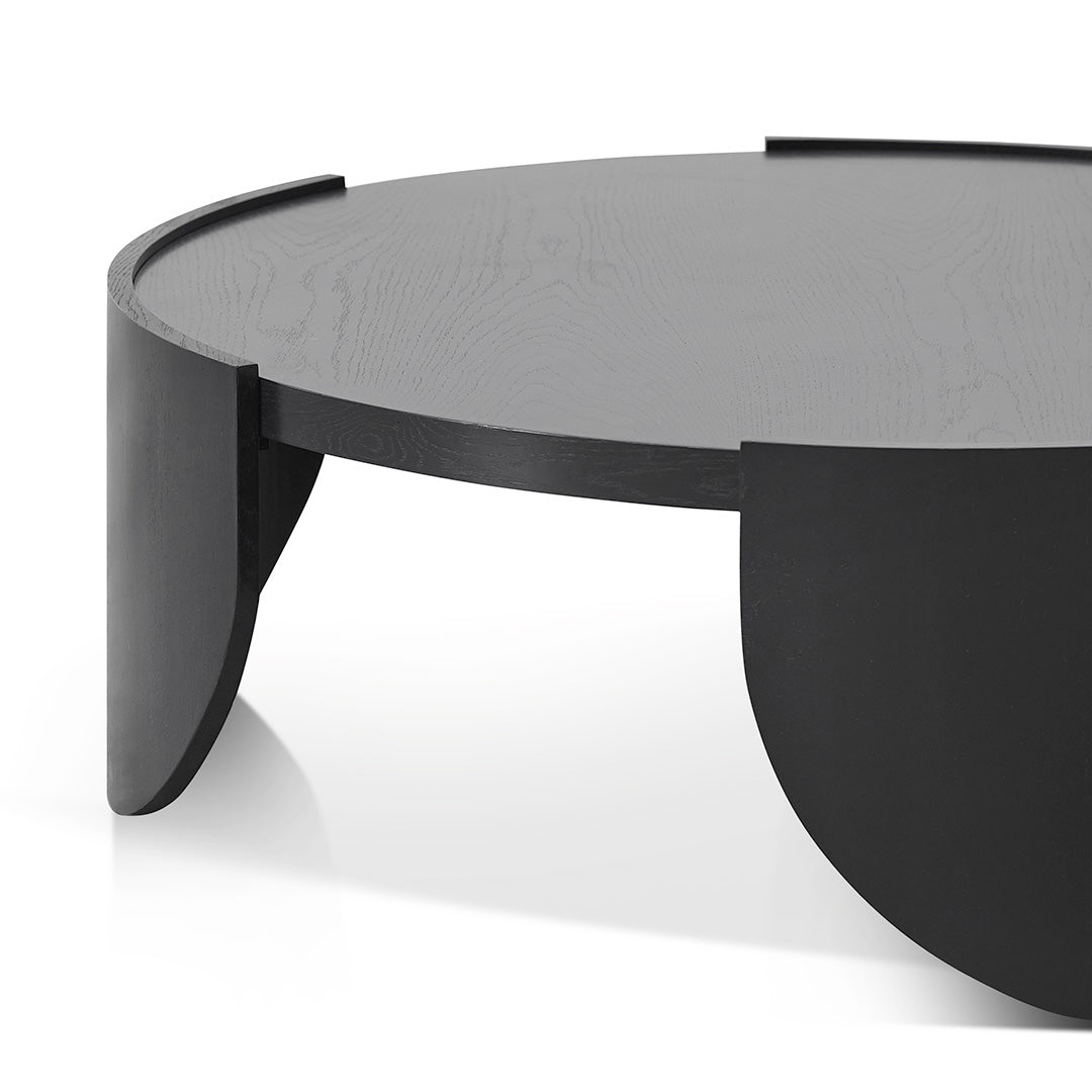 Black Round Coffee Table - 1.1m