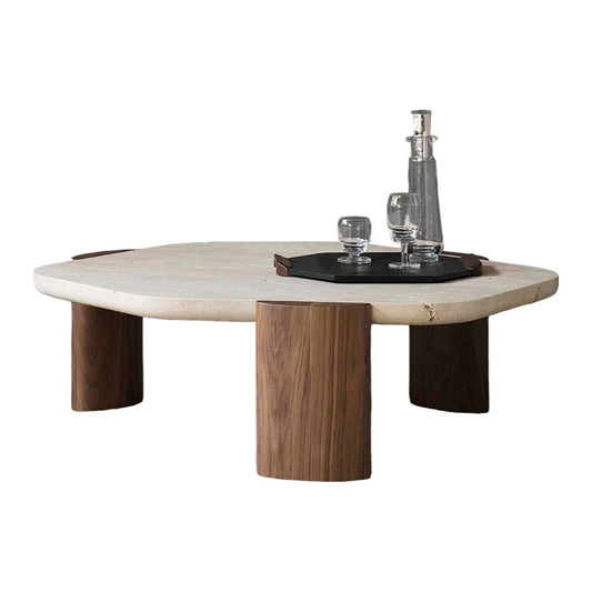 Travertine Coffee Table - Walnut -  100cm