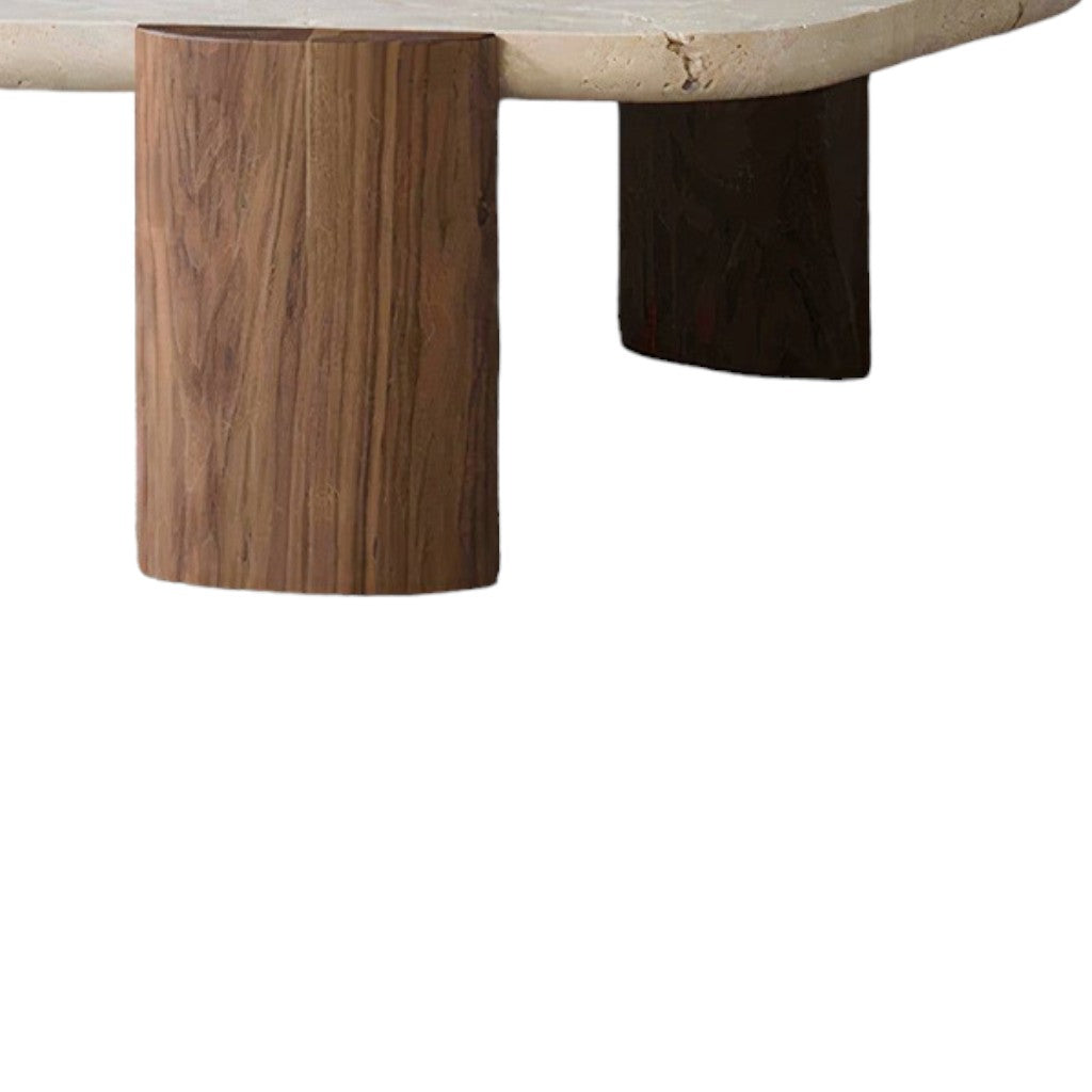 Travertine Coffee Table - Walnut -  100cm