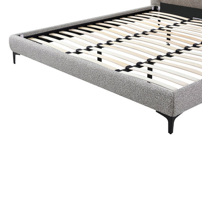 Fabric King Bed Frame - Olive Brown Boucle