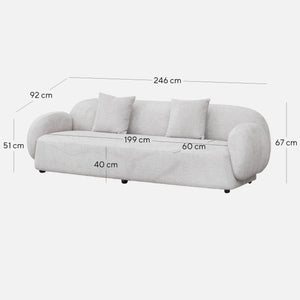 4-Seater Sofa - Ash Grey Boucle