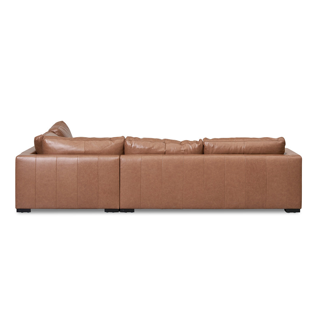 4-Seater Right Chaise Leather Sofa - Caramel Brown