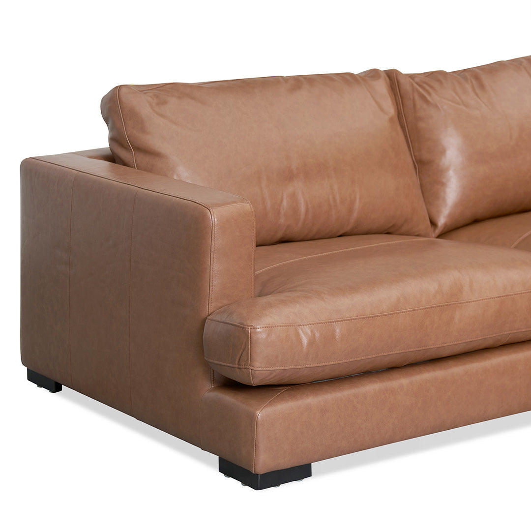 4-Seater Right Chaise Leather Sofa - Caramel Brown