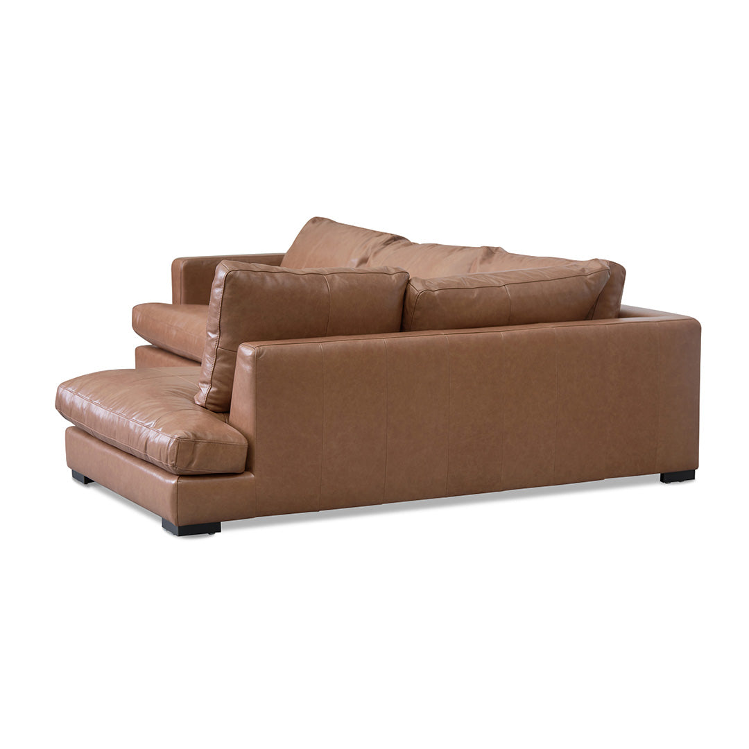 4-Seater Right Chaise Leather Sofa - Caramel Brown