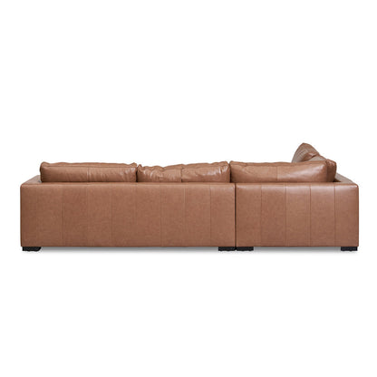 4-Seater Left Chaise Leather Sofa - Caramel Brown