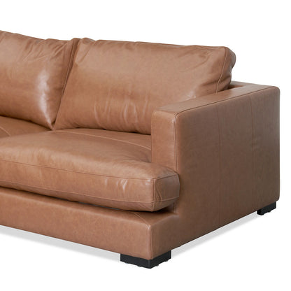 4-Seater Left Chaise Leather Sofa - Caramel Brown