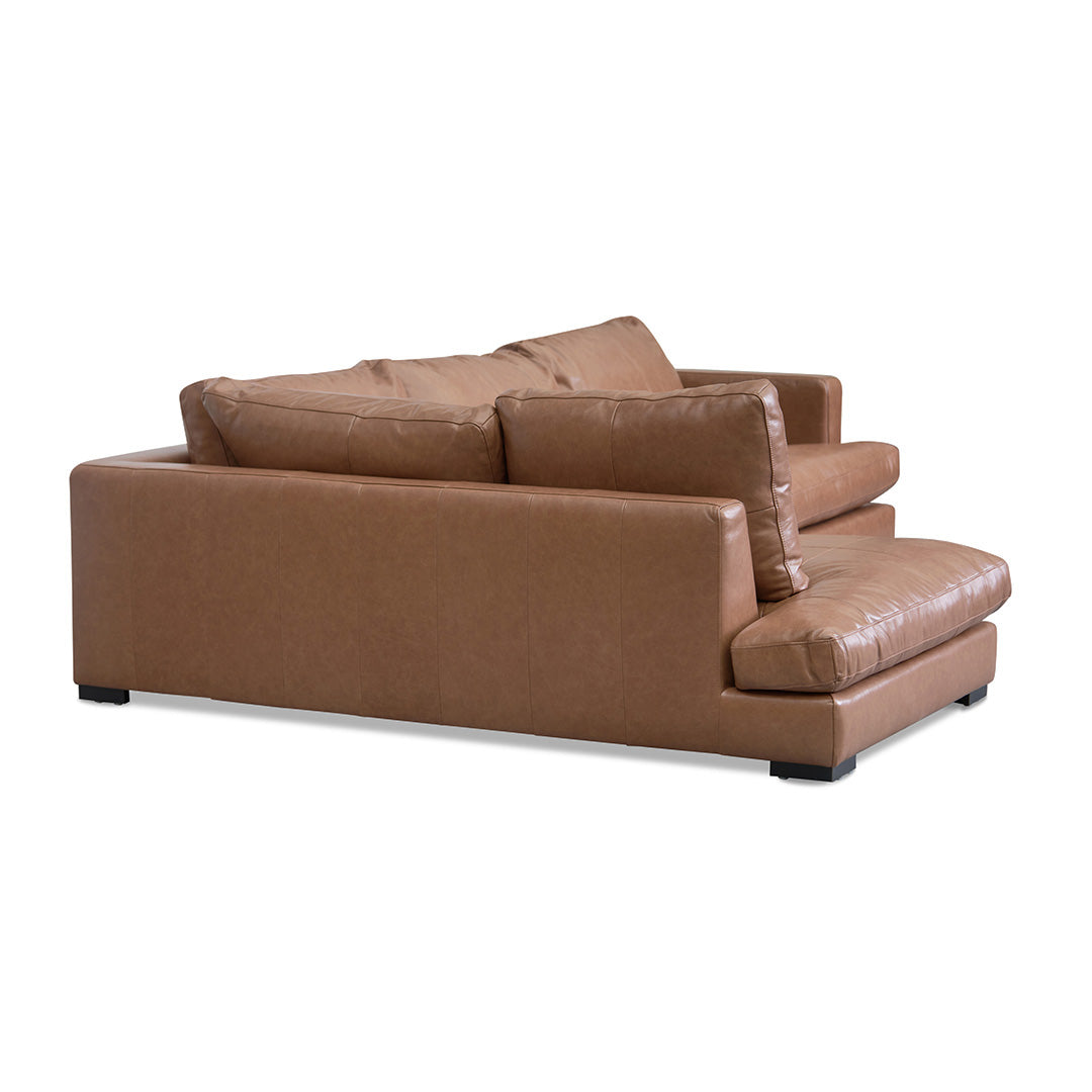 4-Seater Left Chaise Leather Sofa - Caramel Brown