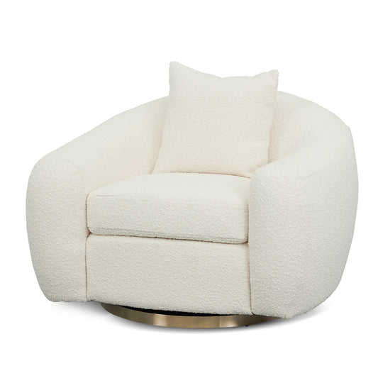 Swivel Armchair - Ivory White Boucle