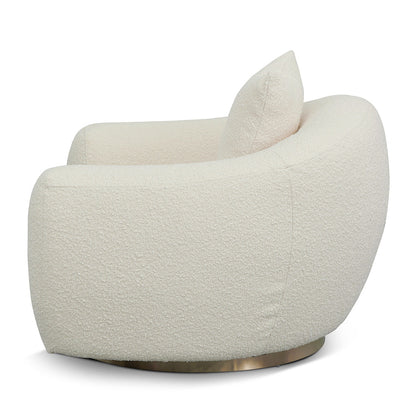 Swivel Armchair - Ivory White Boucle