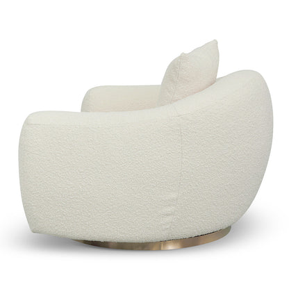 Swivel Armchair - Ivory White Boucle