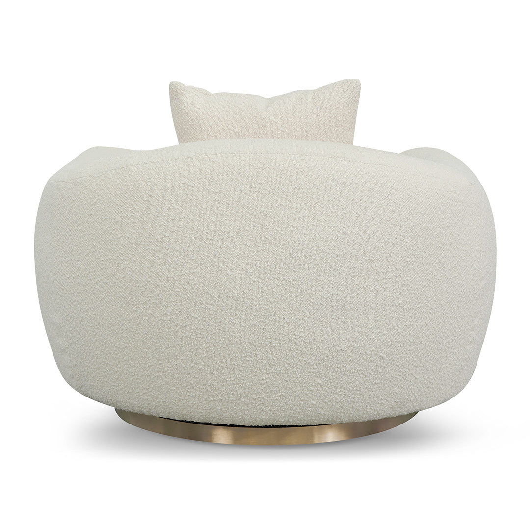 Swivel Armchair - Ivory White Boucle