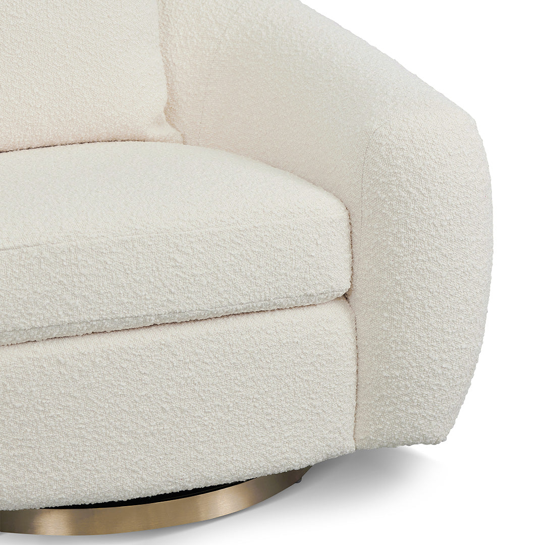 Swivel Armchair - Ivory White Boucle